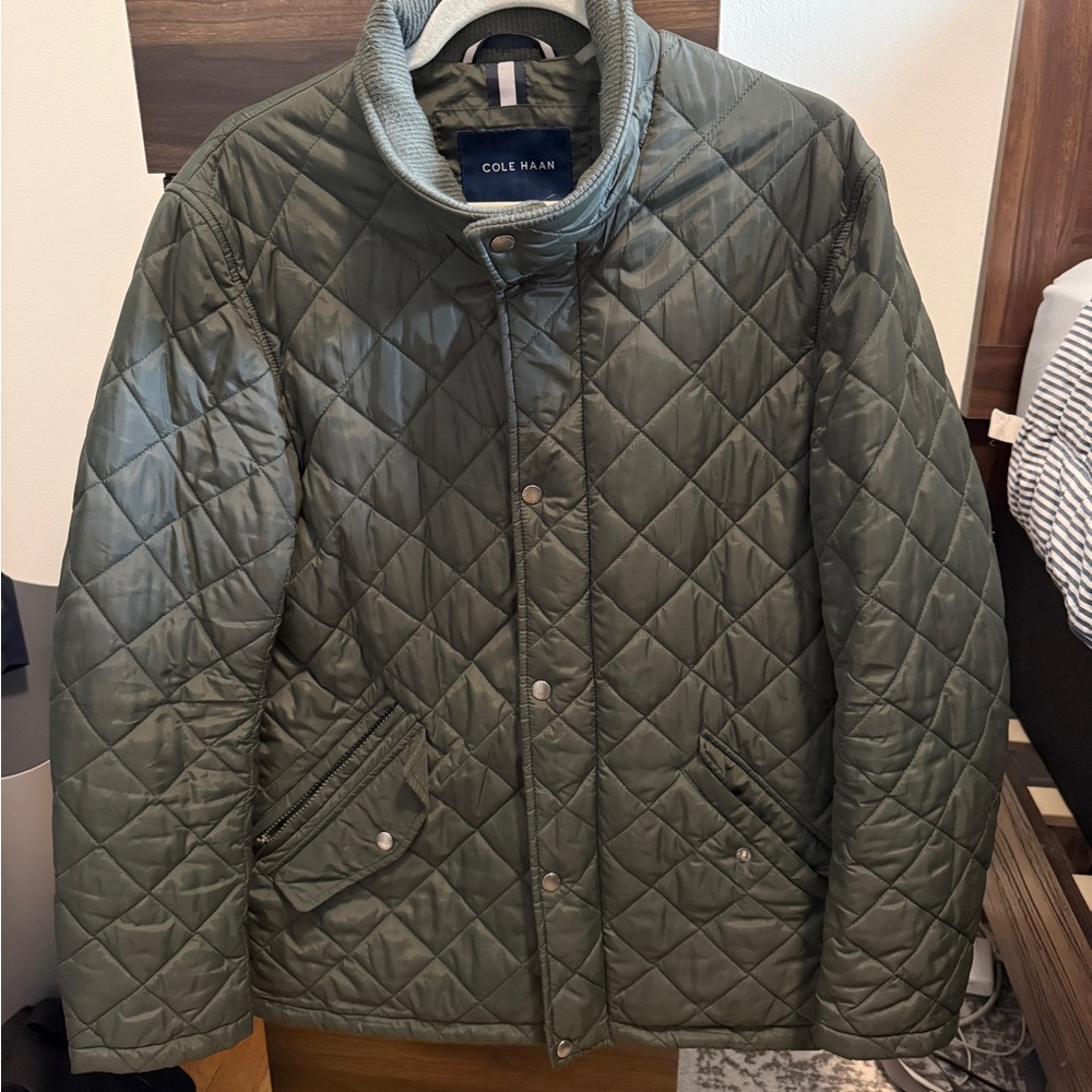 Cole Haan Men's Olive Quilted Puffer Jacket